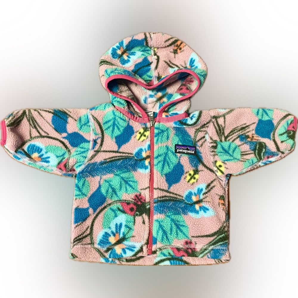 Patagonia Baby Girls Synchilla Fleece Hooded Butterfly Ladybug Jacket, Size 0M
